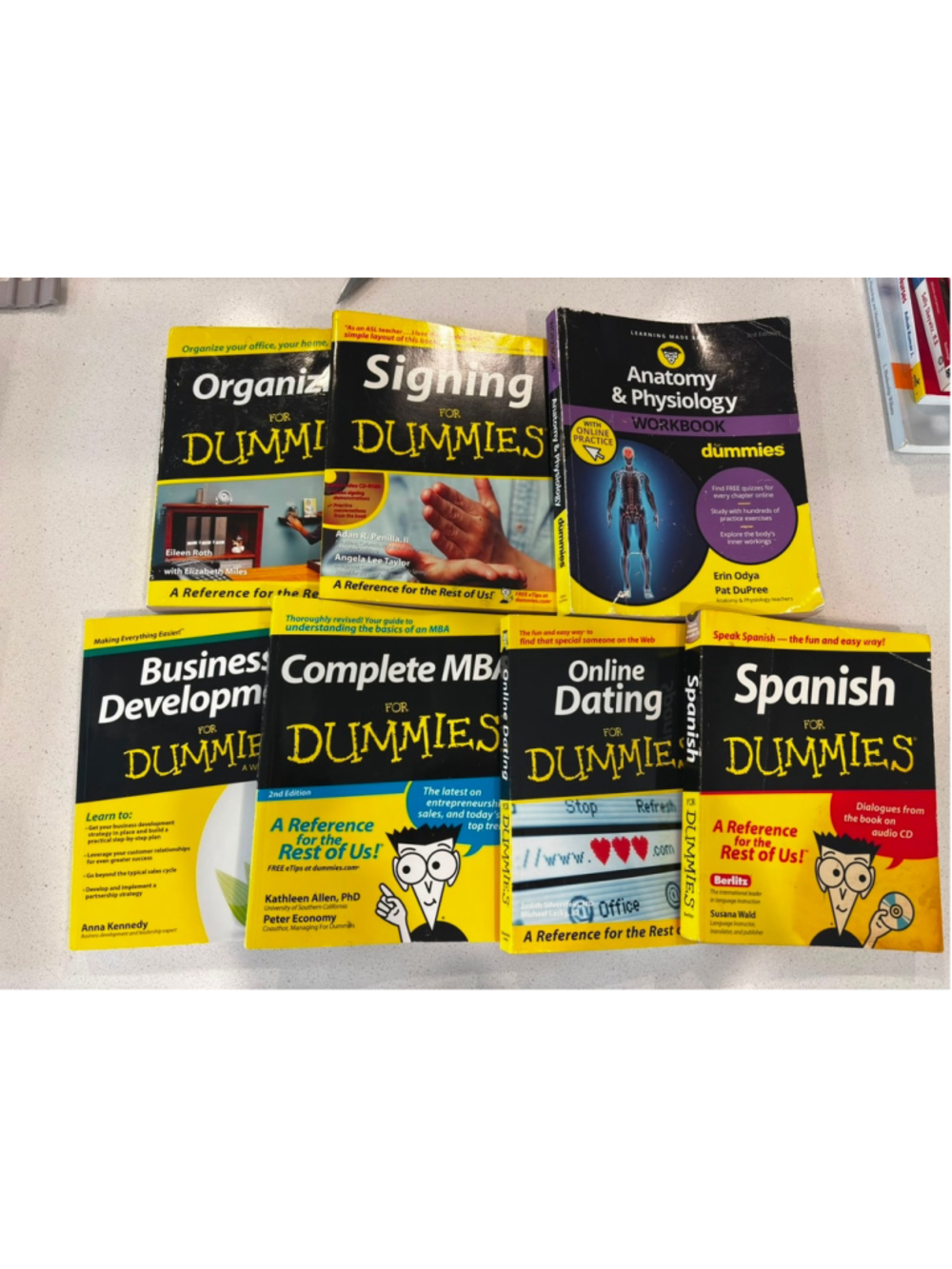 Lot of 7 For Dummies Books MBA Spanish & Signing w/CD Anatomy Business #C18